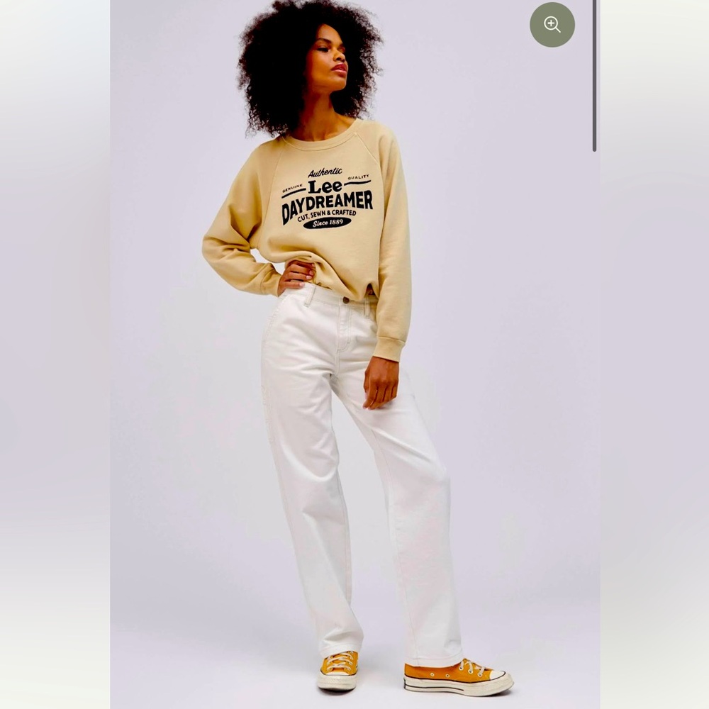 Daydreamer White Denim Cargo Baggy Straight Leg Jeans NWT